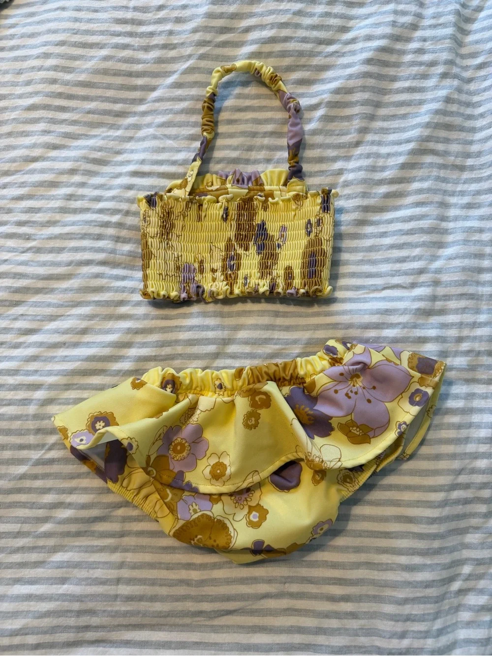 Toddler Girls Yellow Floral Ruffle Bikini Set - Kids Accessories